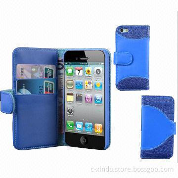 PU Leather Cases for iPhone 5, Wallet Design, Wear-resistant, Durable, Various Colors Available